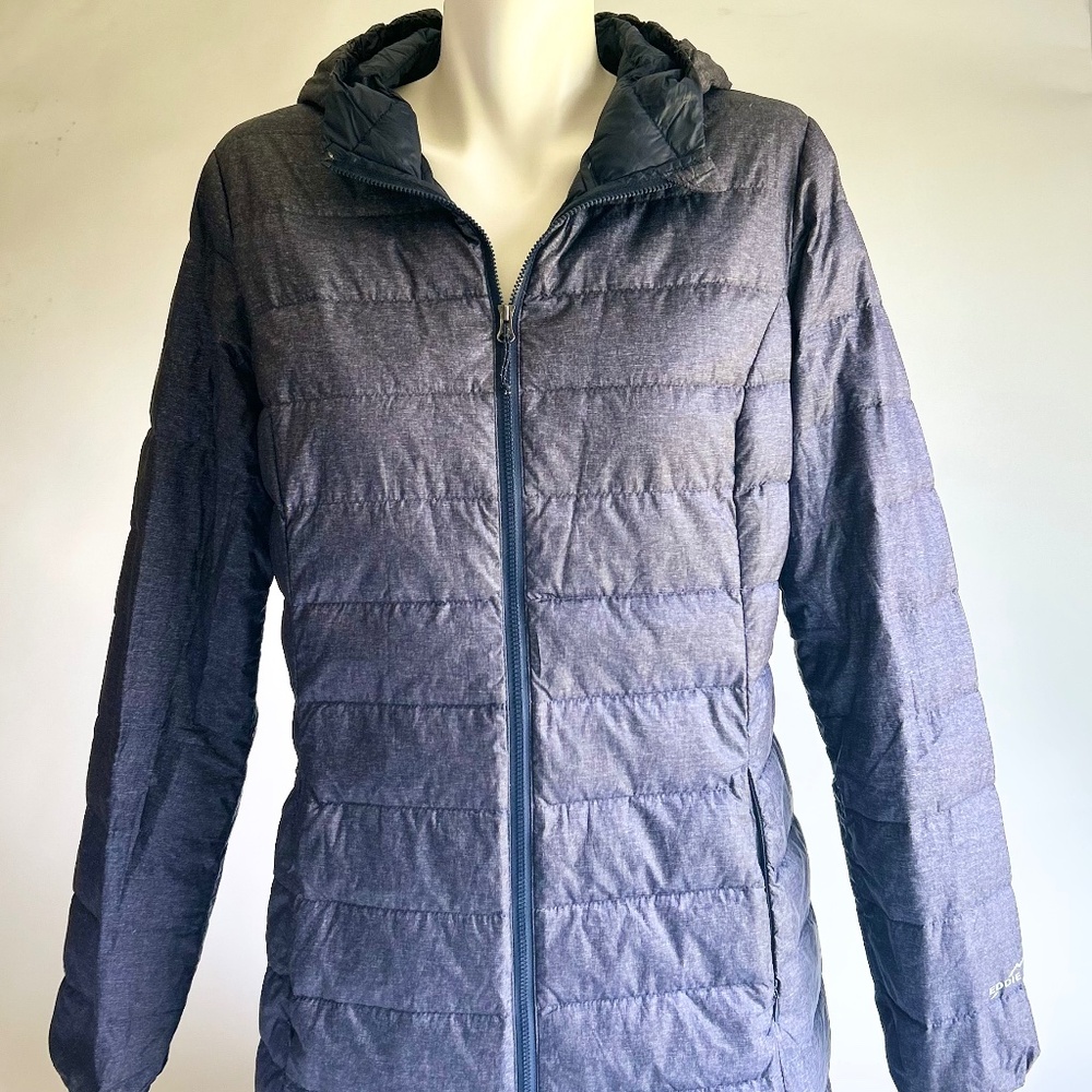 Eddie Bauer Grey Blue Polyester Nylon Down Puffer Long Jacket size M